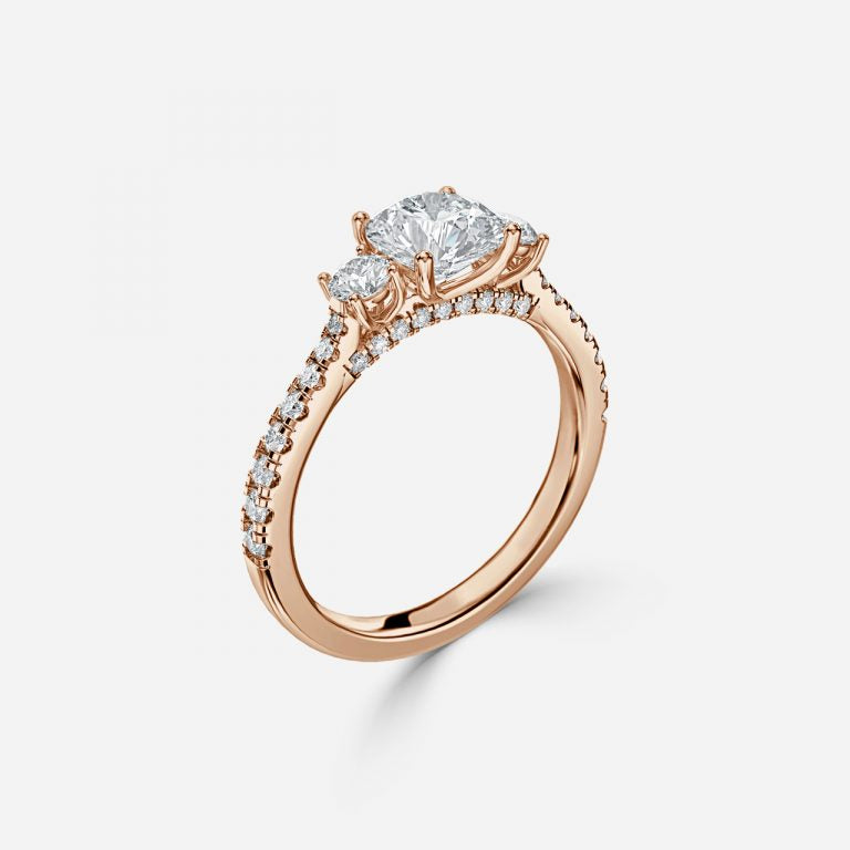 There Stone Round Diamond Engagement Ring