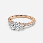 There Stone Round Diamond Engagement Ring