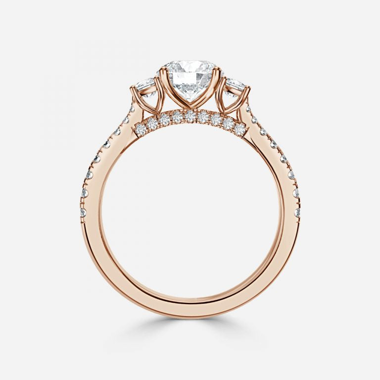 There Stone Round Diamond Engagement Ring