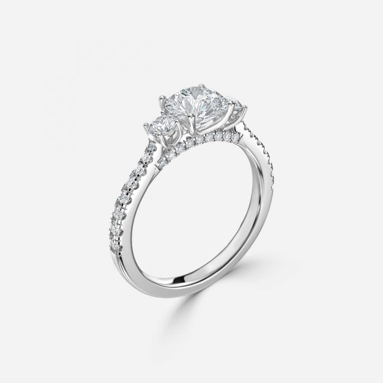 There Stone Round Diamond Engagement Ring