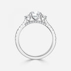 There Stone Round Diamond Engagement Ring