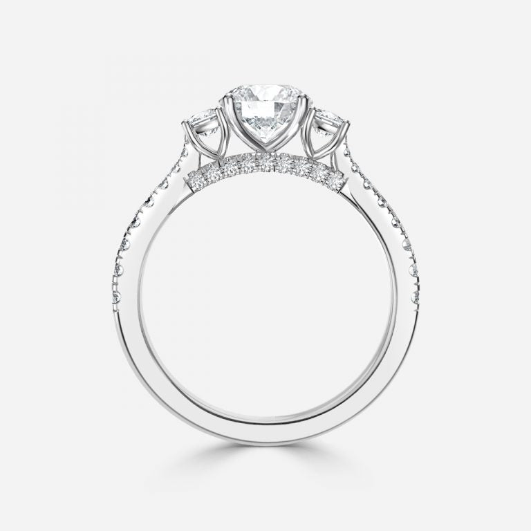 There Stone Round Diamond Engagement Ring