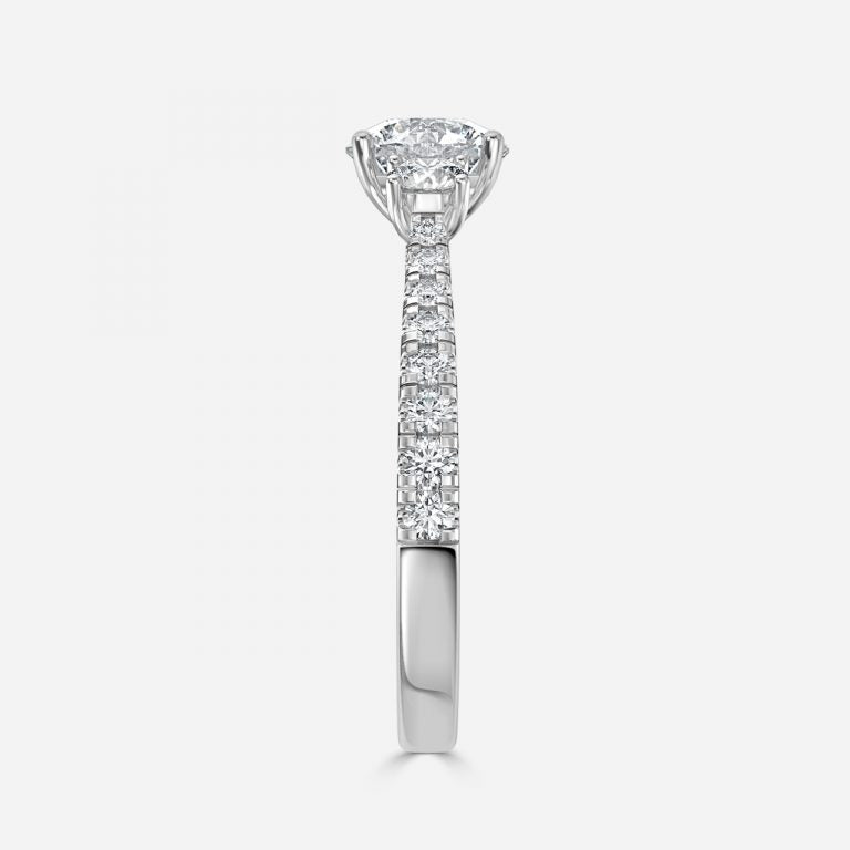 There Stone Round Diamond Engagement Ring