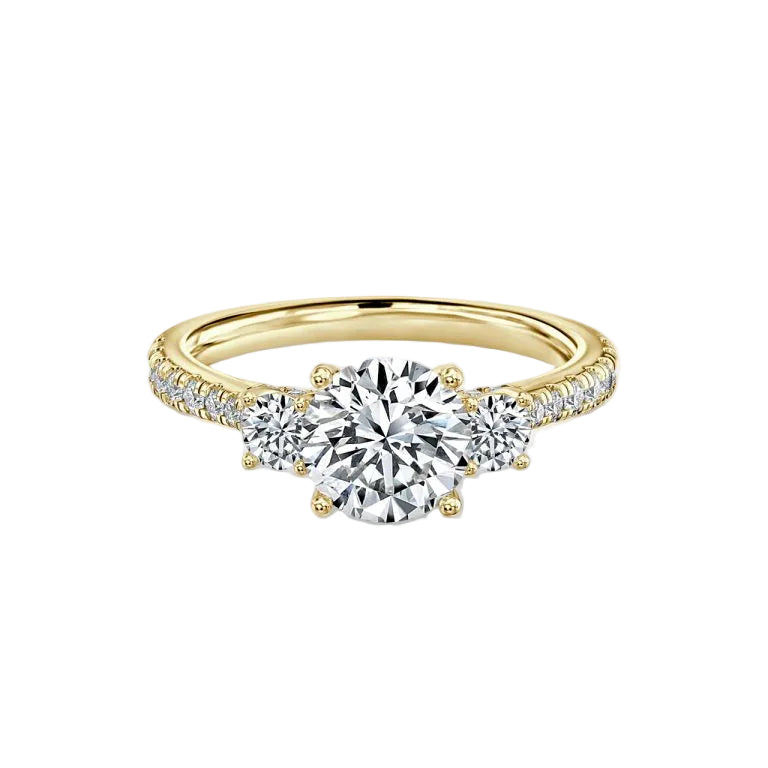 There Stone Round Diamond Engagement Ring