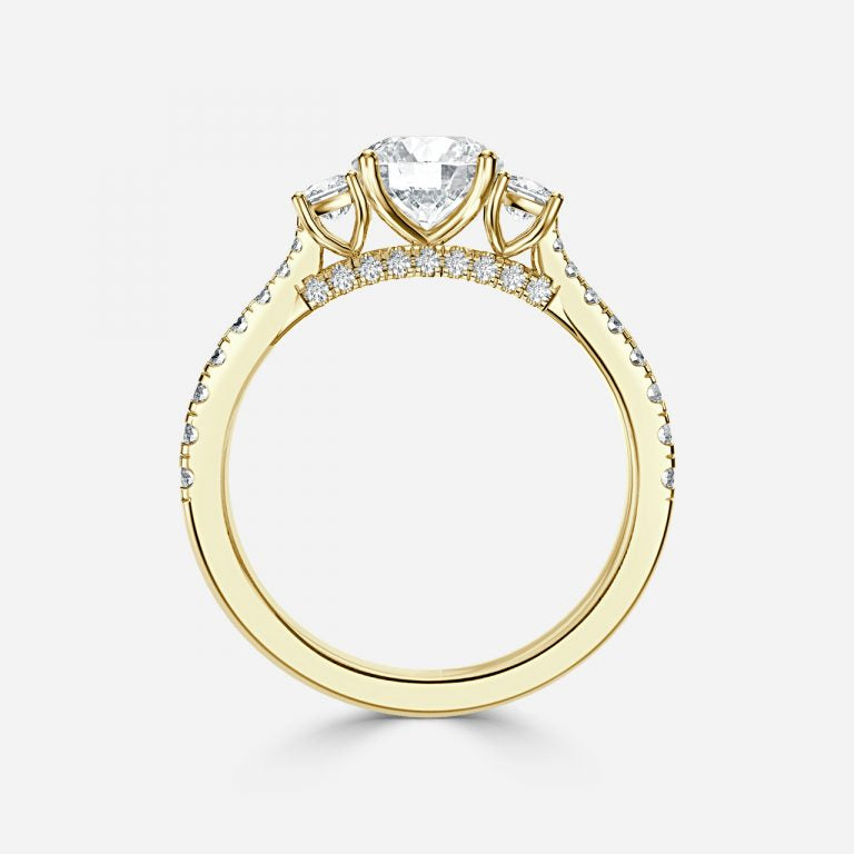 There Stone Round Diamond Engagement Ring