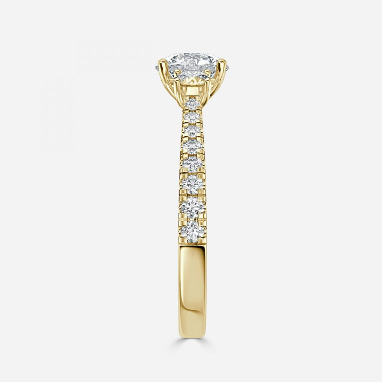 There Stone Round Diamond Engagement Ring
