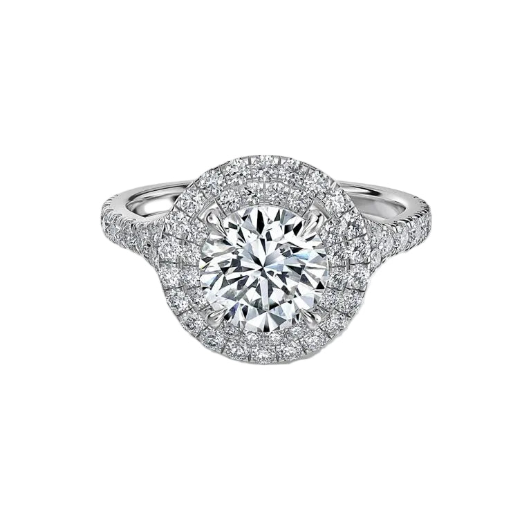 Double Halo Diamond Engagement Ring