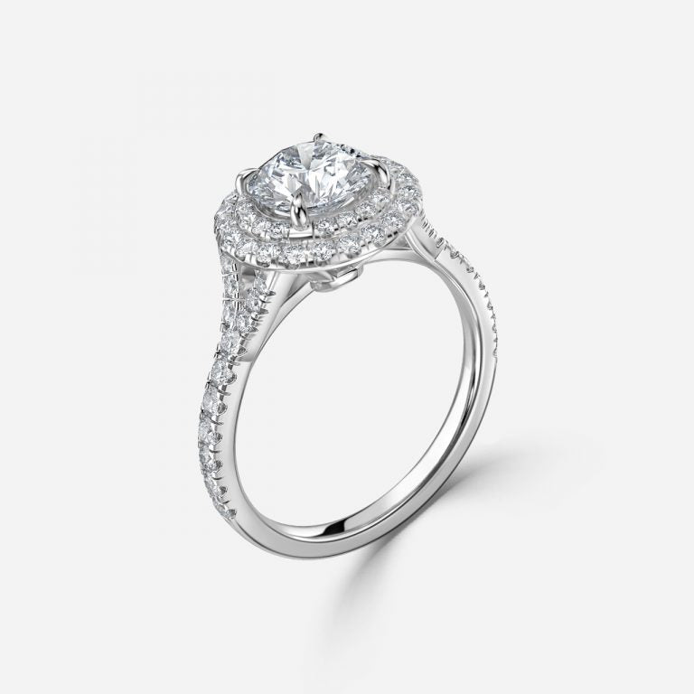 Double Halo Diamond Engagement Ring