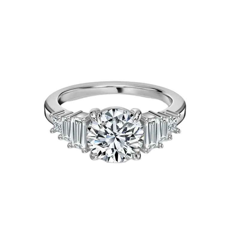 Seven Stone Round cut Engagement Ring