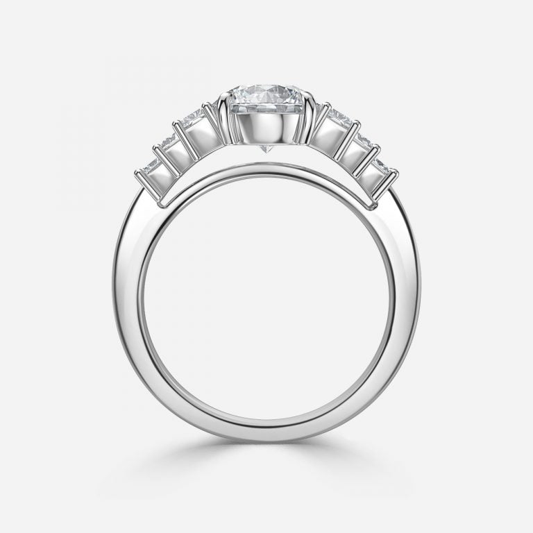 Seven Stone Round cut Engagement Ring