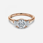 Half Moon 3 Stone Engagement Ring