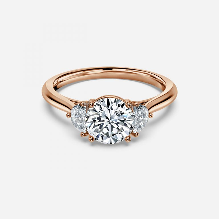 Half Moon 3 Stone Engagement Ring