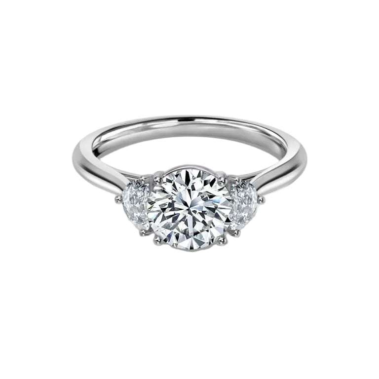 Half Moon 3 Stone Engagement Ring