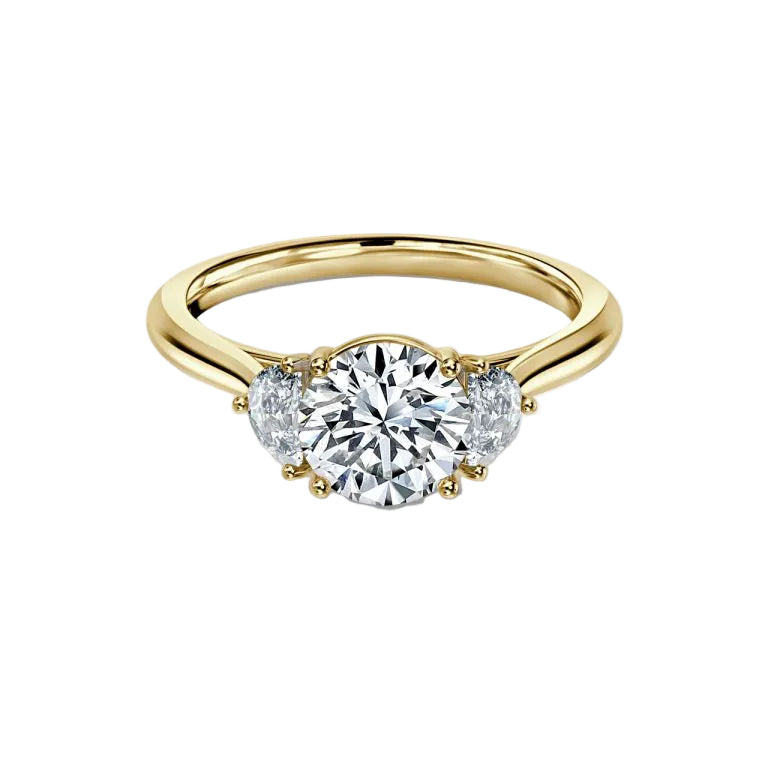 Half Moon 3 Stone Engagement Ring