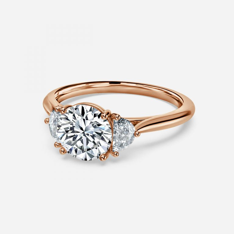 Half Moon 3 Stone Engagement Ring