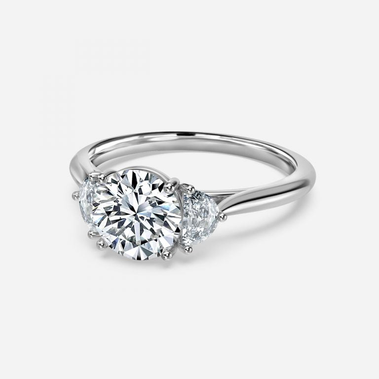 Half Moon 3 Stone Engagement Ring