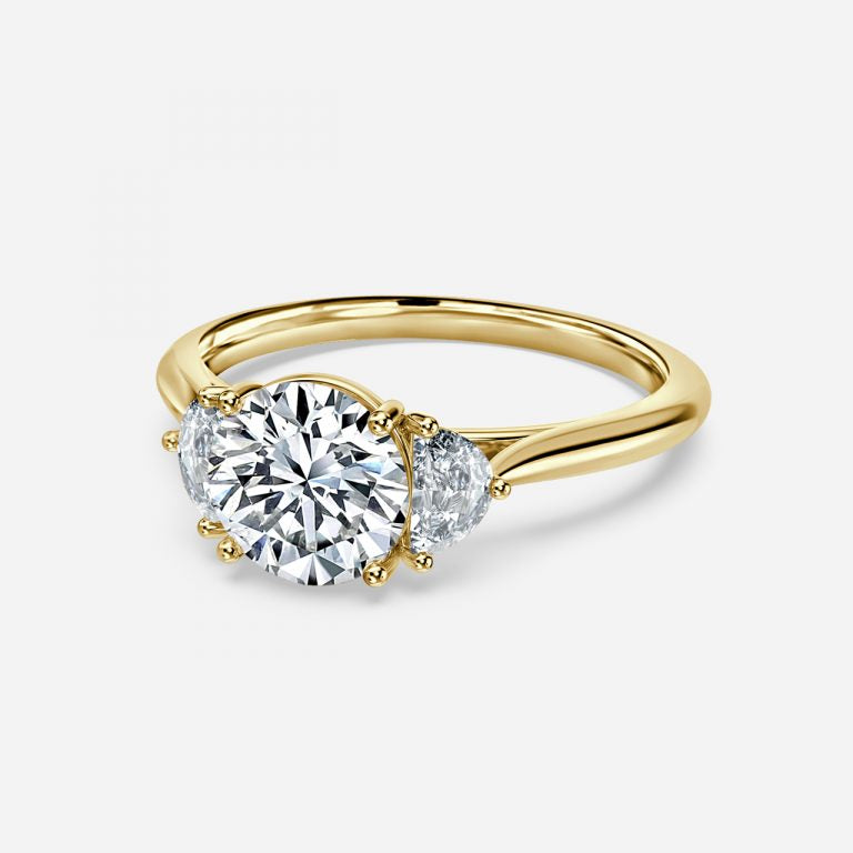 Half Moon 3 Stone Engagement Ring