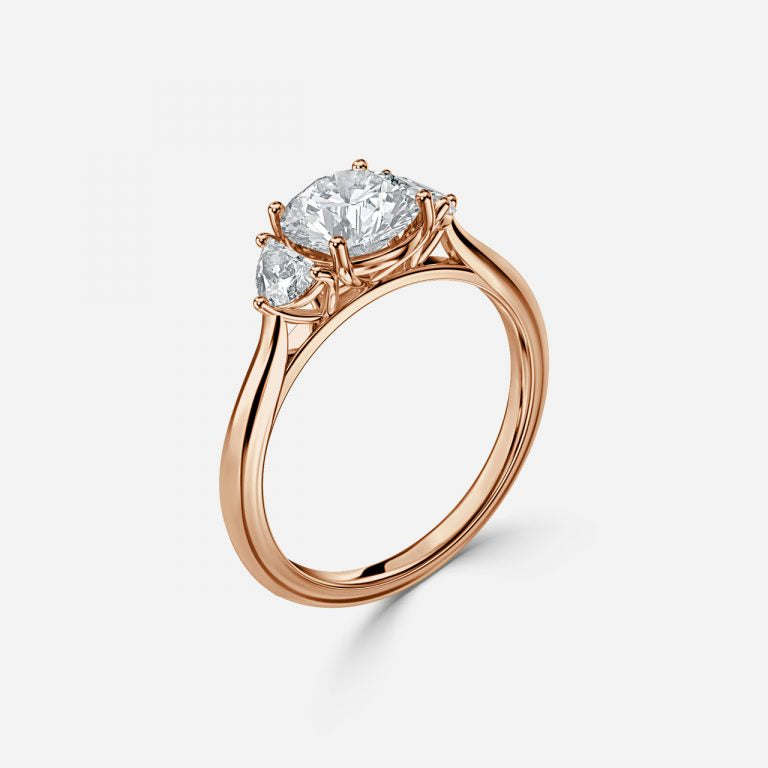 Half Moon 3 Stone Engagement Ring