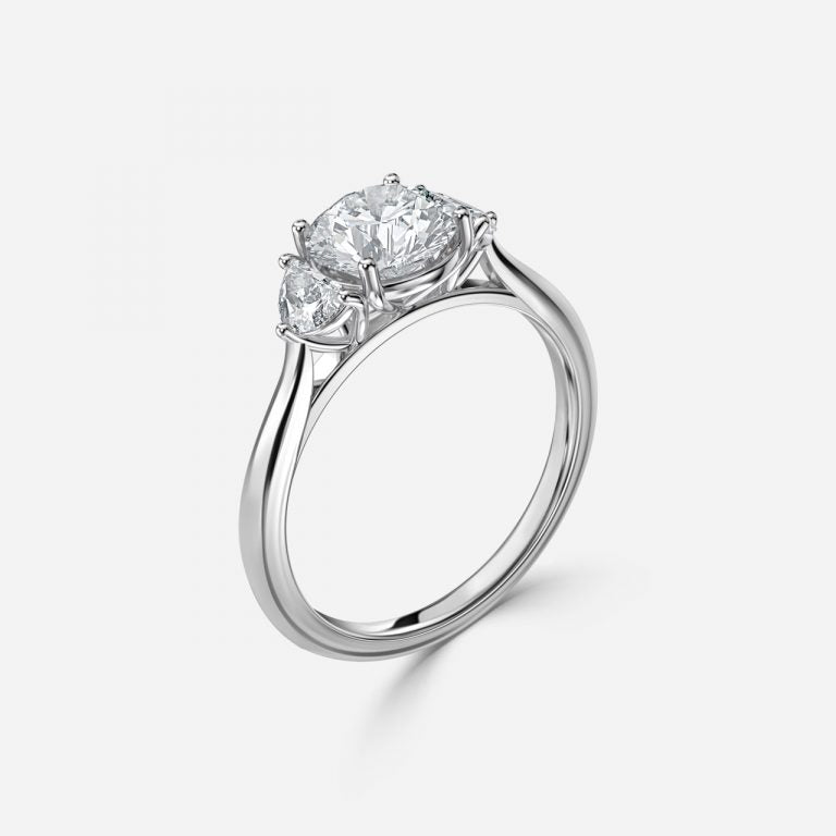Half Moon 3 Stone Engagement Ring