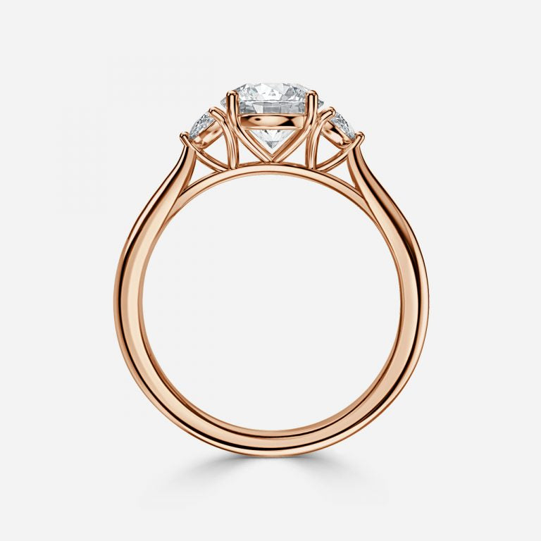 Half Moon 3 Stone Engagement Ring