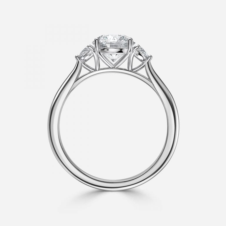 Half Moon 3 Stone Engagement Ring