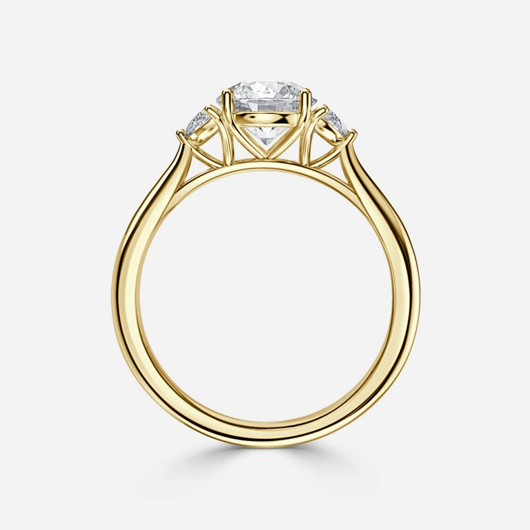 Half Moon 3 Stone Engagement Ring