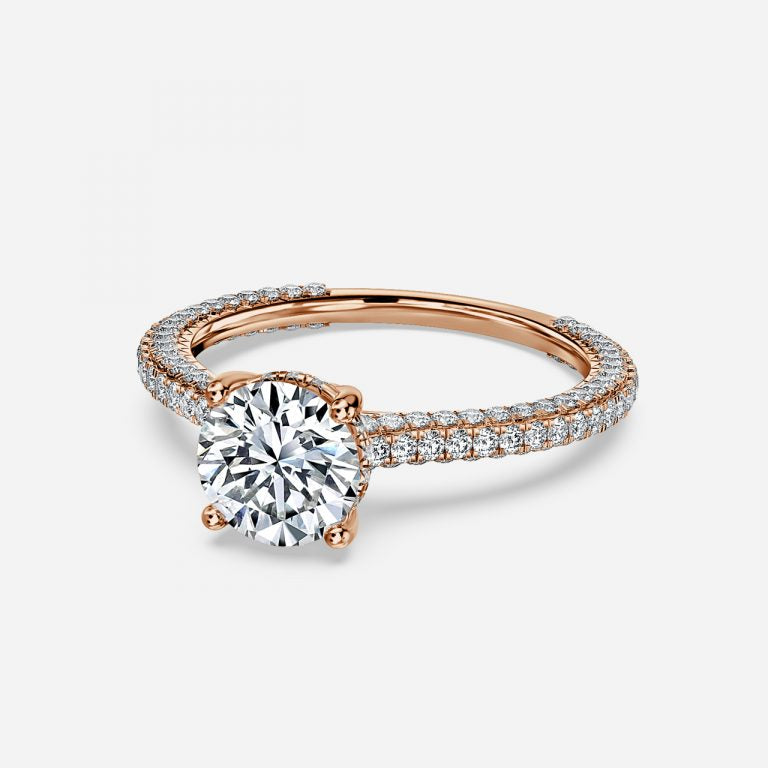 Round Hidden Halo of Small Diamond Ring