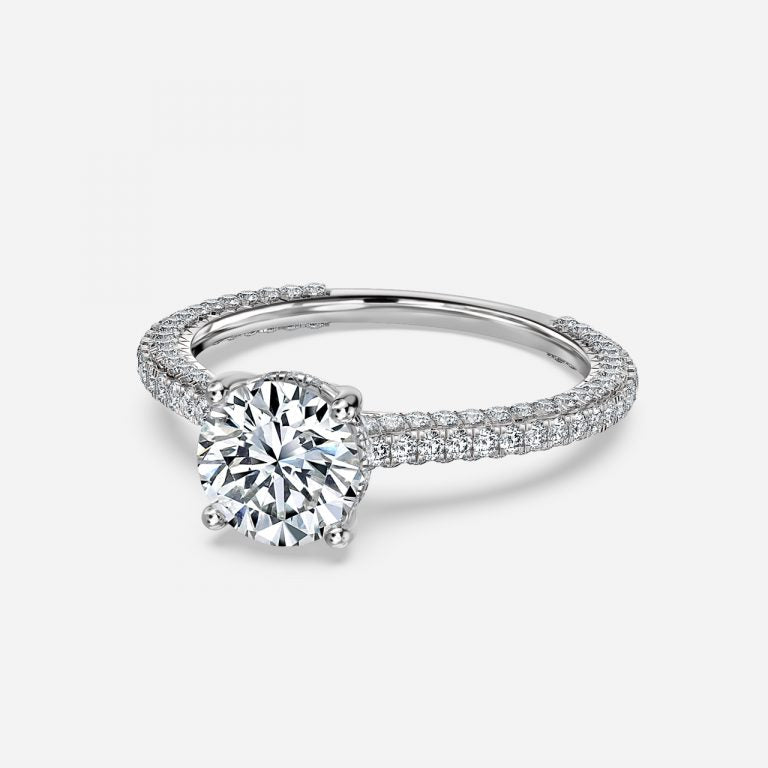 Round Hidden Halo of Small Diamond Ring