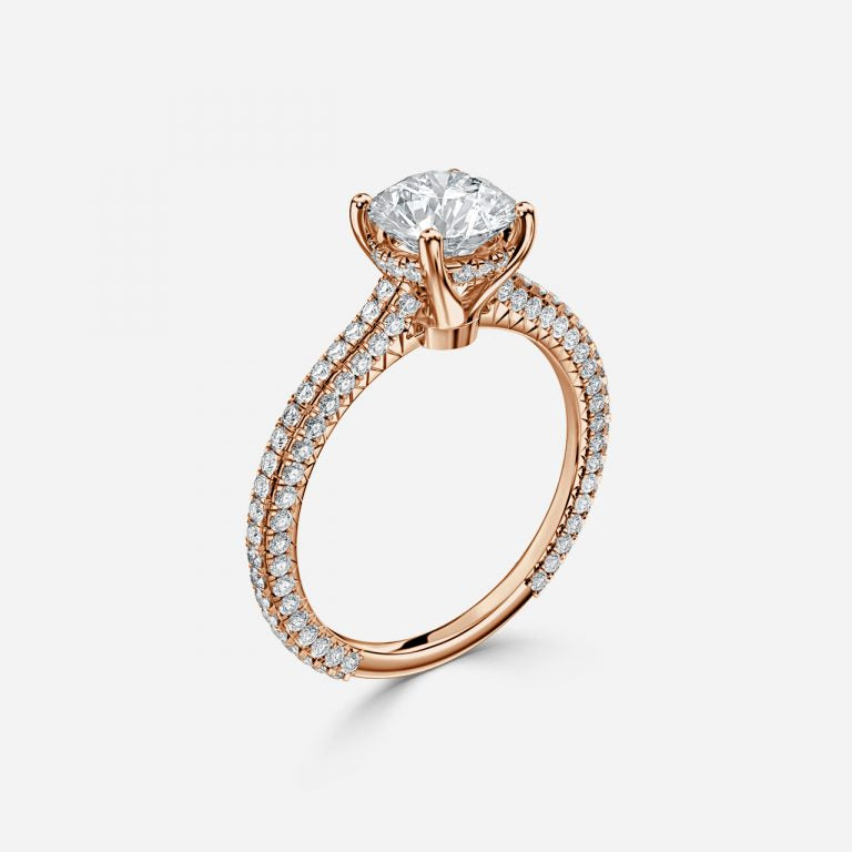 Round Hidden Halo of Small Diamond Ring