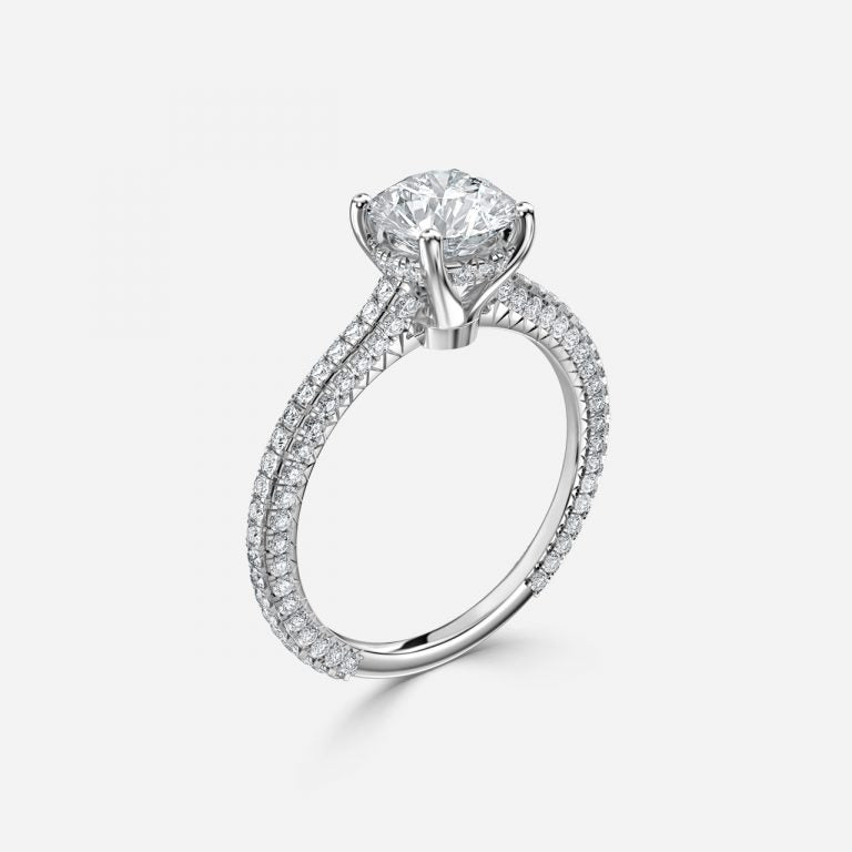 Round Hidden Halo of Small Diamond Ring