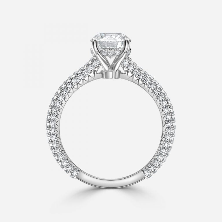 Round Hidden Halo of Small Diamond Ring