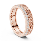 10K White Gold 0.55 CTW Vintage Filigree Round Lab Diamond Wedding Band