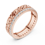 10K White Gold 0.55 CTW Vintage Filigree Round Lab Diamond Wedding Band
