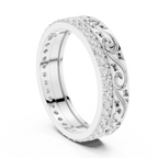 10K White Gold 0.55 CTW Vintage Filigree Round Lab Diamond Wedding Band