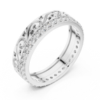 10K White Gold 0.55 CTW Vintage Filigree Round Lab Diamond Wedding Band