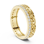 10K White Gold 0.55 CTW Vintage Filigree Round Lab Diamond Wedding Band