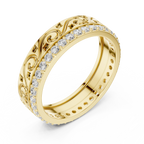 10K White Gold 0.55 CTW Vintage Filigree Round Lab Diamond Wedding Band