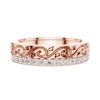 10K White Gold 0.55 CTW Vintage Filigree Round Lab Diamond Wedding Band