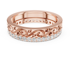 10K White Gold 0.55 CTW Vintage Filigree Round Lab Diamond Wedding Band