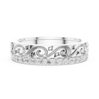 10K White Gold 0.55 CTW Vintage Filigree Round Lab Diamond Wedding Band