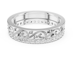 10K White Gold 0.55 CTW Vintage Filigree Round Lab Diamond Wedding Band