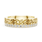 10K White Gold 0.55 CTW Vintage Filigree Round Lab Diamond Wedding Band