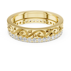 10K White Gold 0.55 CTW Vintage Filigree Round Lab Diamond Wedding Band