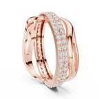 0.90 CTW Twisted Pave White Gold Round Moissanite Statement Diamond Ring
