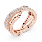 0.90 CTW Twisted Pave White Gold Round Moissanite Statement Diamond Ring