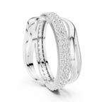 0.90 CTW Twisted Pave White Gold Round Moissanite Statement Diamond Ring