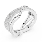 0.90 CTW Twisted Pave White Gold Round Moissanite Statement Diamond Ring