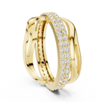 0.90 CTW Twisted Pave White Gold Round Moissanite Statement Diamond Ring