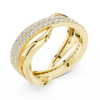 0.90 CTW Twisted Pave White Gold Round Moissanite Statement Diamond Ring