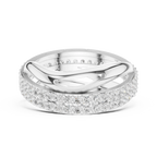 0.90 CTW Twisted Pave White Gold Round Moissanite Statement Diamond Ring